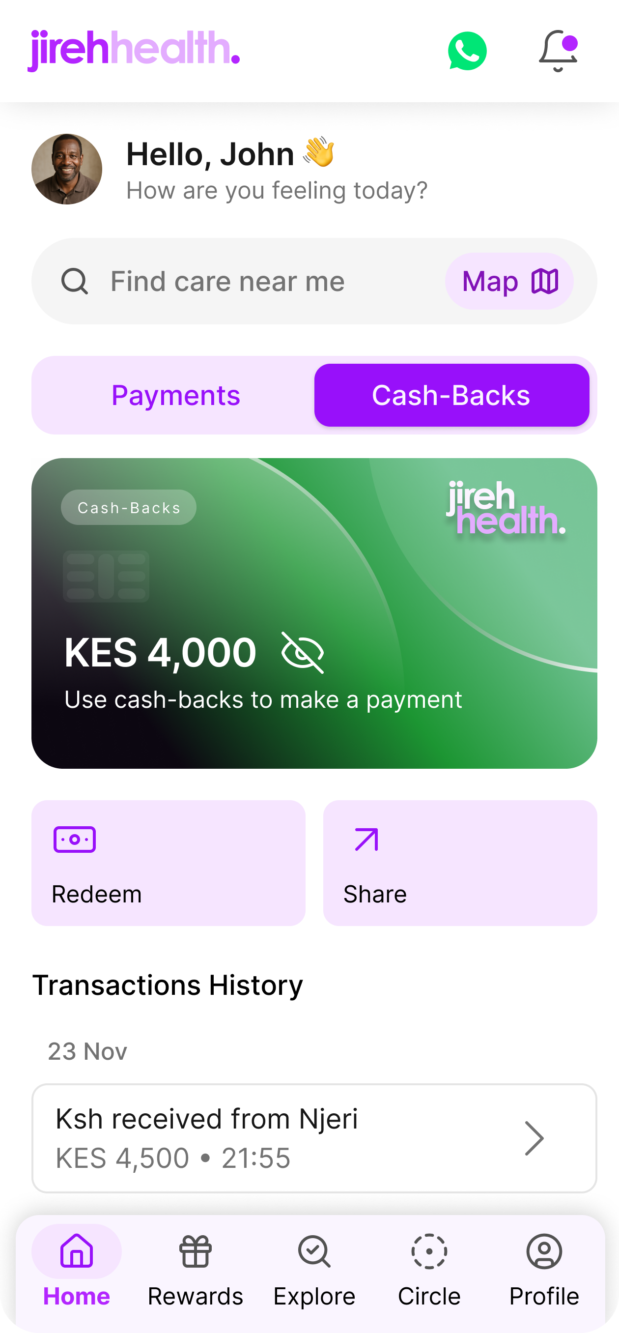 Jireh Health Membership App Interface